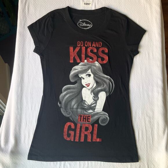 Disney Tops - Disney Women’s Short Sleeve T-shirt size S, Black, Kiss The Girl Little Mermaid